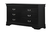 Louis Philippe 6-drawer Dresser Black