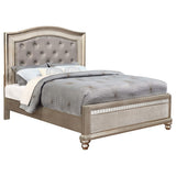 Cama California King con paneles de madera Bling Game, color platino metálico