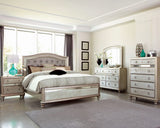 Cama California King con paneles de madera Bling Game, color platino metálico