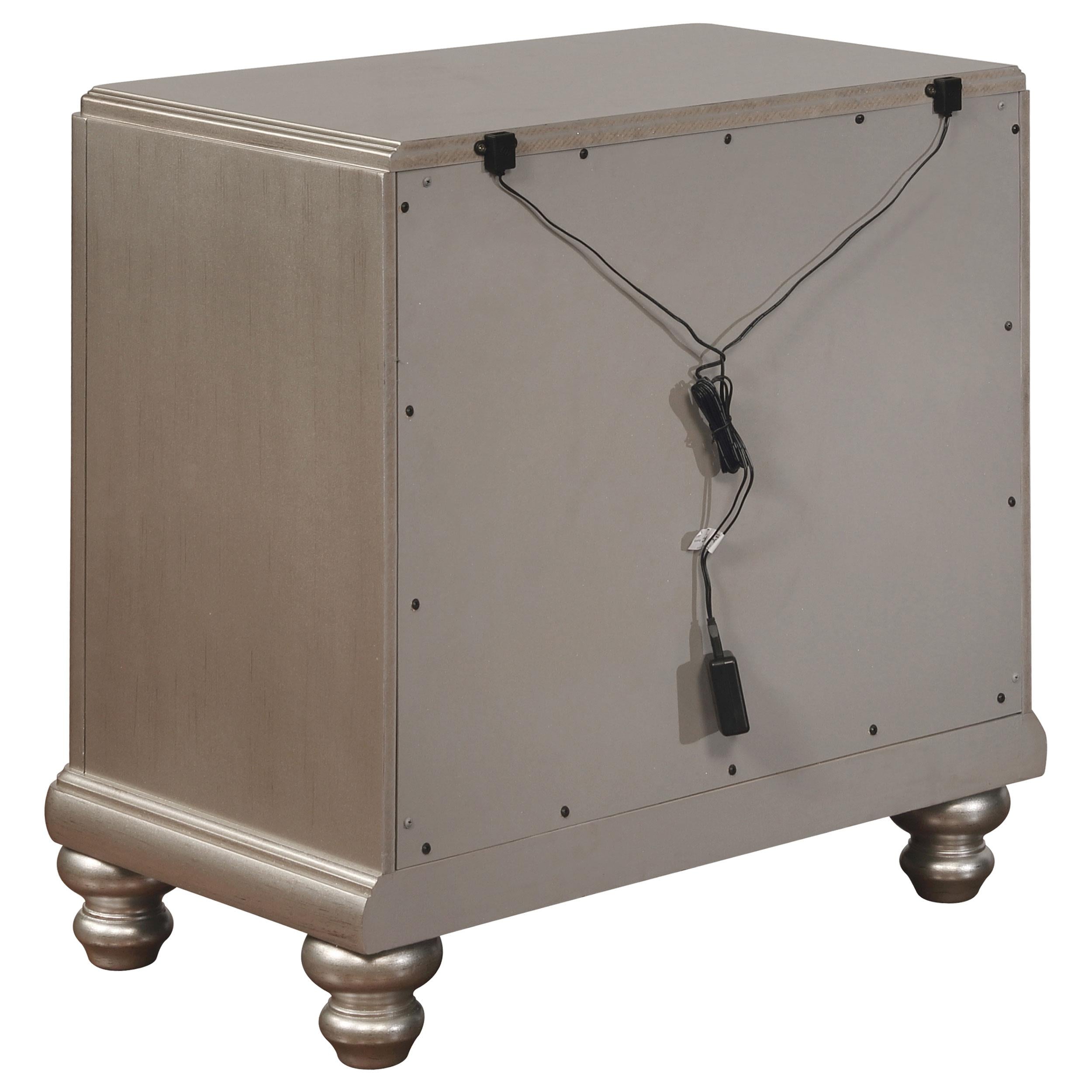 Bling Game 2-drawer Nightstand Metallic Platinum