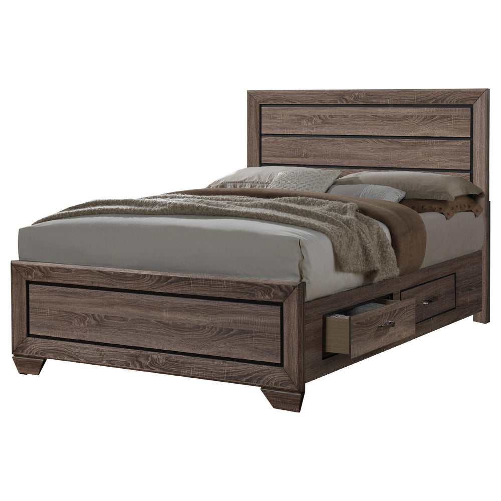 Juego de dormitorio Kauffman California King de 5 piezas en gris topo lavado