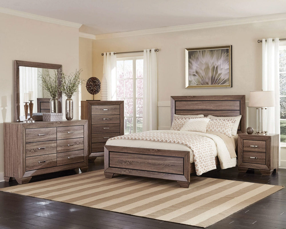 Juego de dormitorio Kauffman Eastern King de 5 piezas en color topo lavado