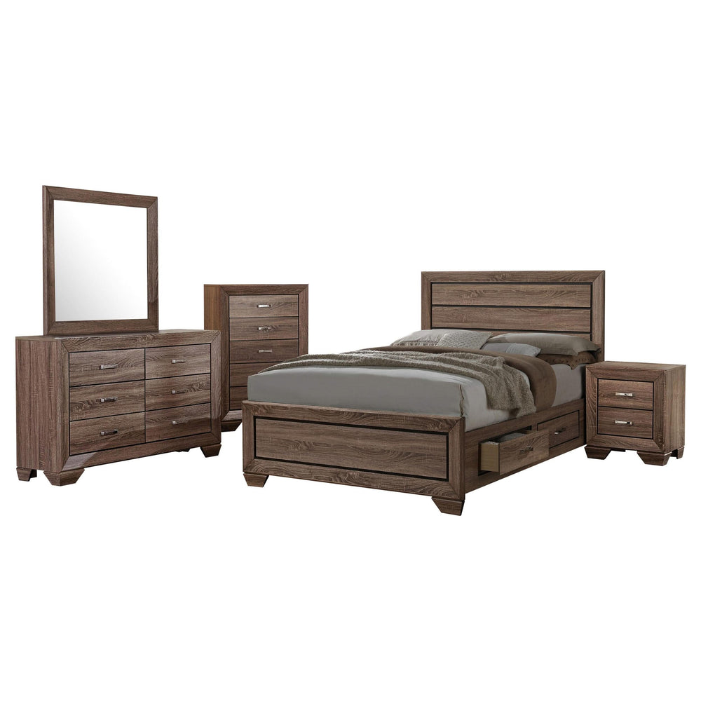 Juego de dormitorio Kauffman Eastern King de 5 piezas en color topo lavado