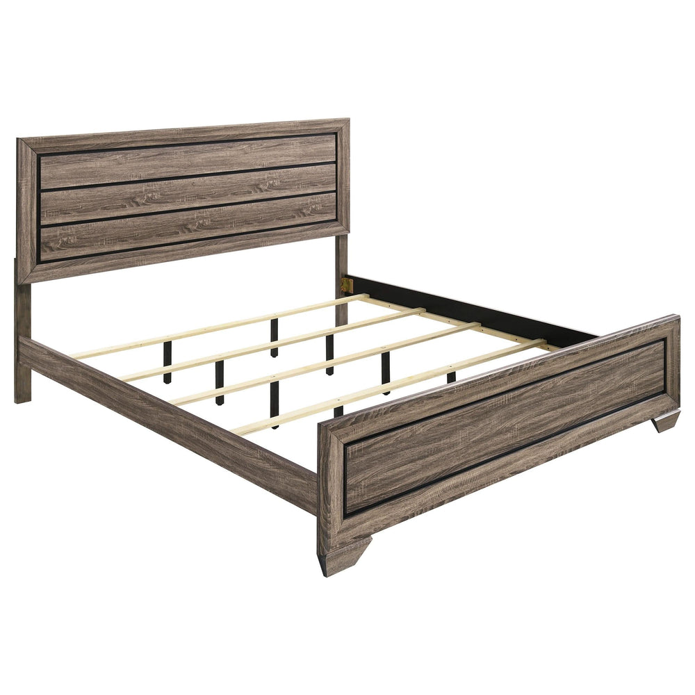 Cama Kauffman Wood Eastern King con paneles en color topo lavado