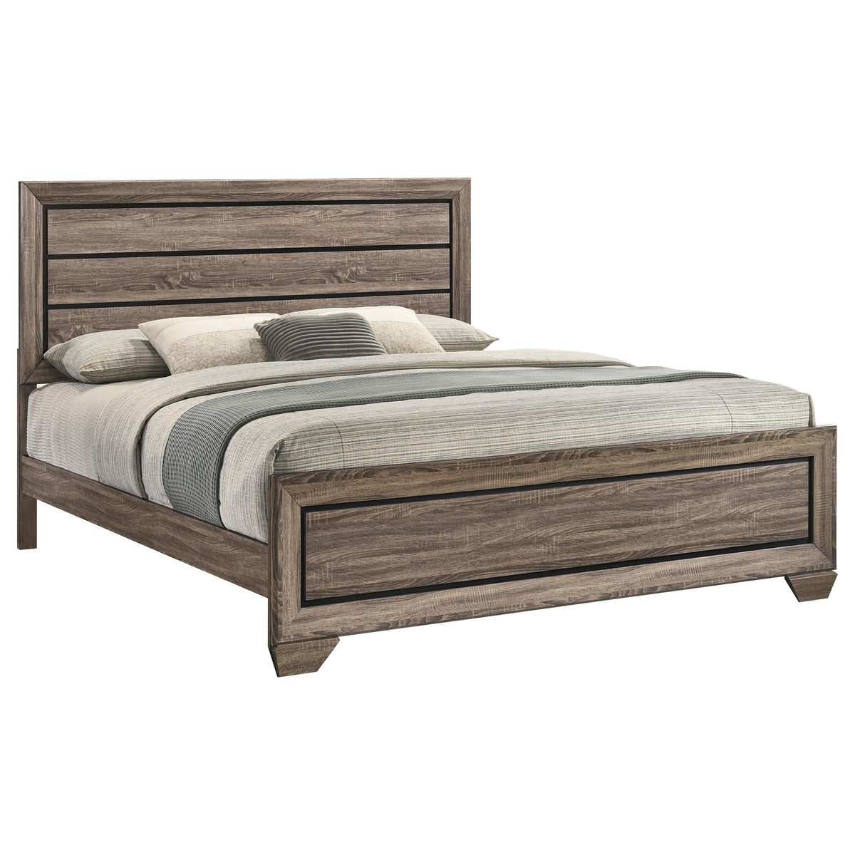 Cama Kauffman Wood Eastern King con paneles en color topo lavado