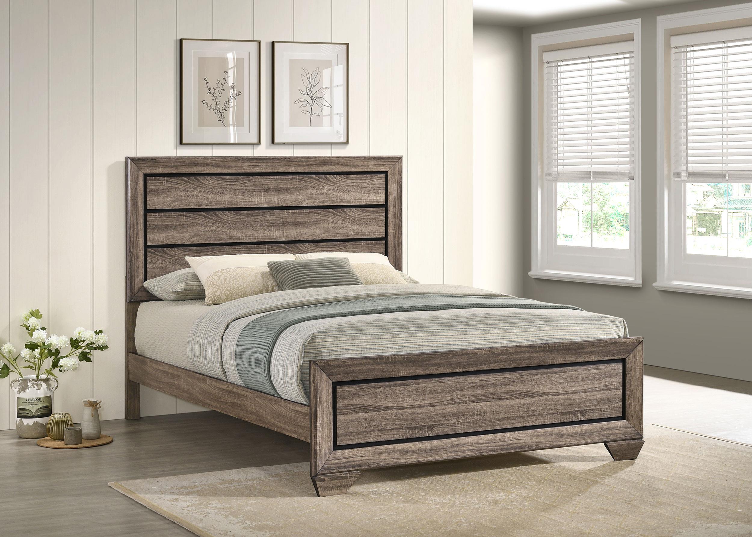Kauffman Wood Queen Panel Bed Washed Taupe