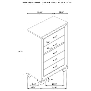 Kauffman 5-drawer Bedroom Chest Washed Taupe