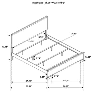 Cama Edmonton Wood Eastern King con paneles, color tabaco rústico