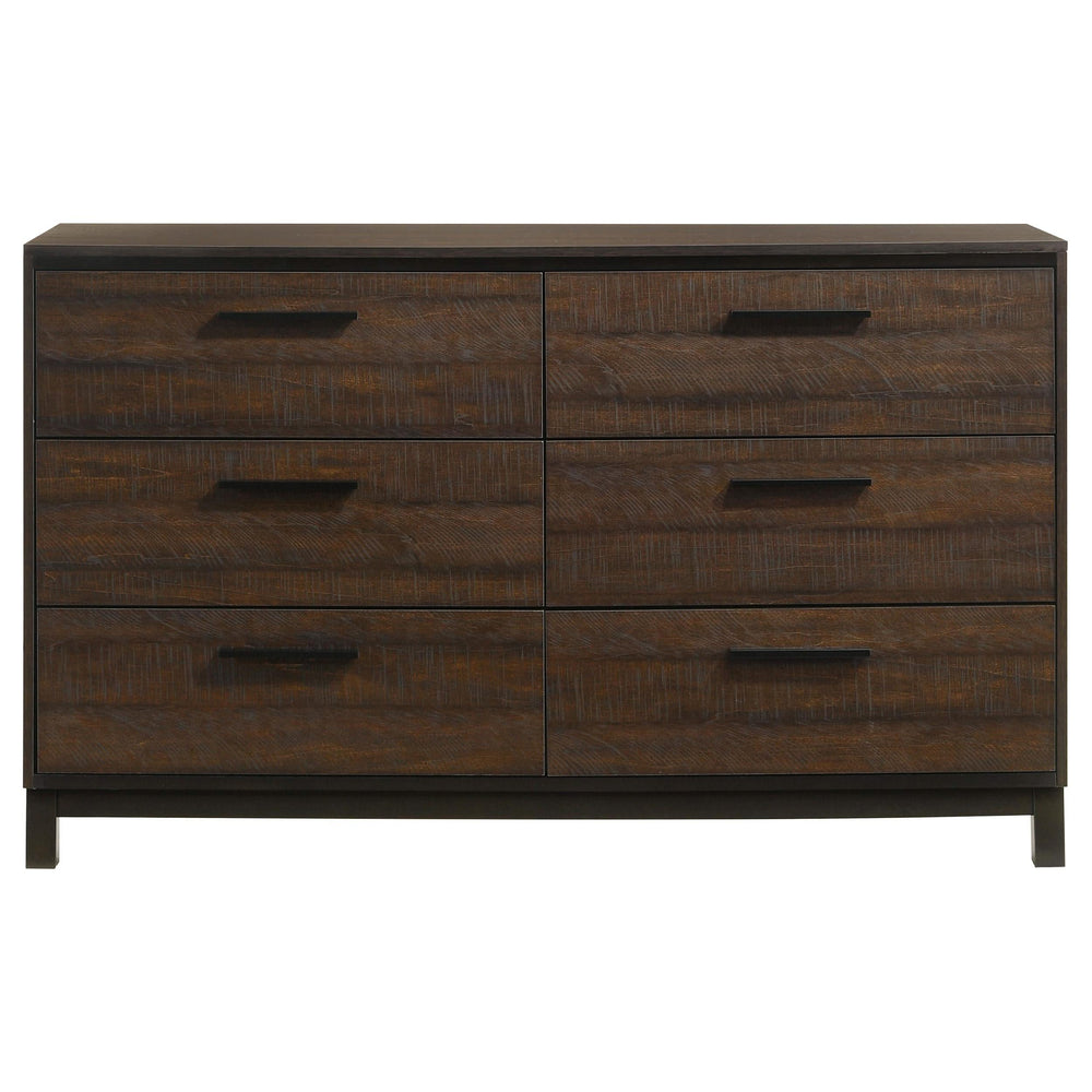 Juego de dormitorio Edmonton de 4 piezas con cama tamaño queen, color tabaco rústico
