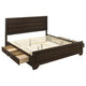 Cama Kauffman Wood Eastern King con paneles de almacenamiento en color cacao oscuro