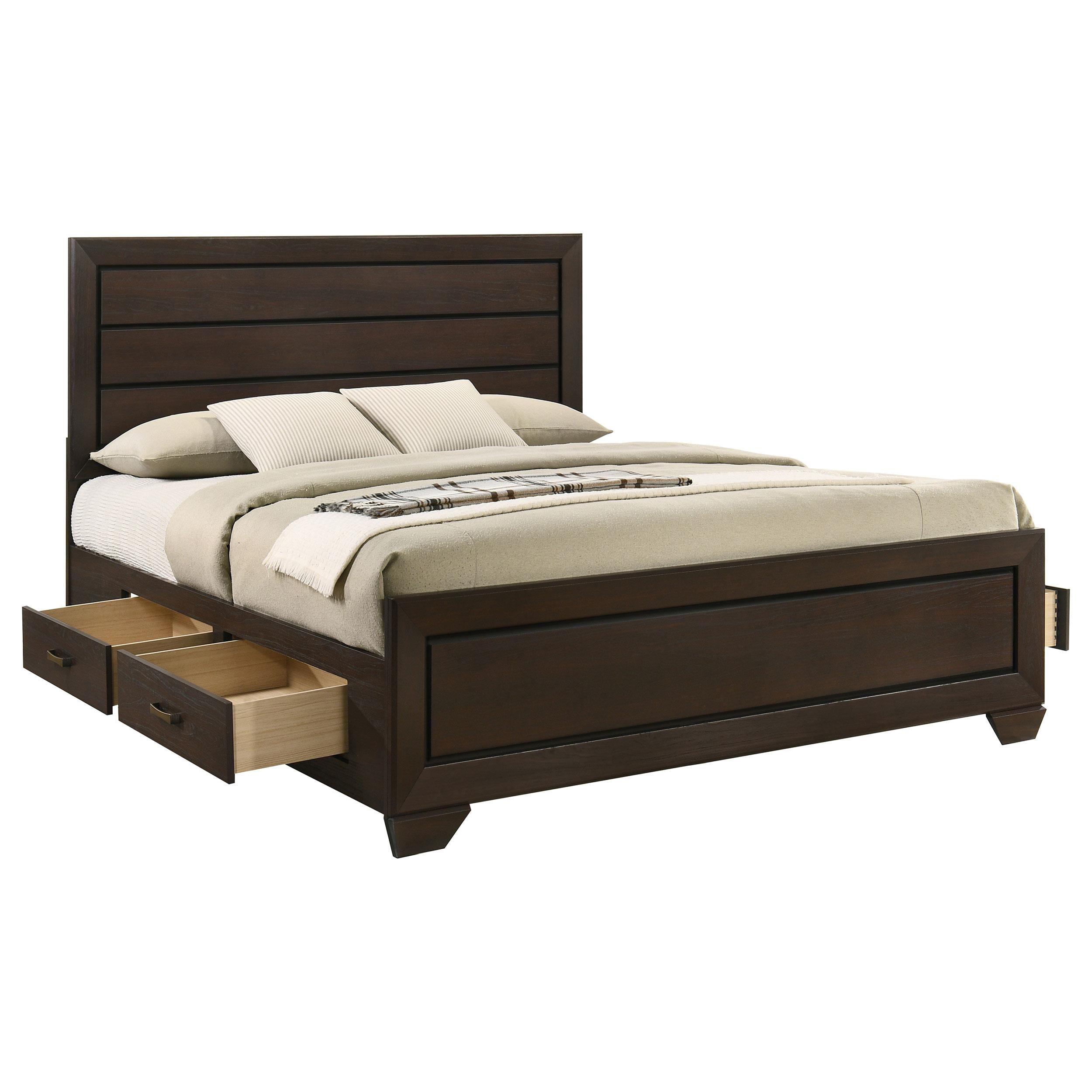 Kauffman Wood Eastern King Storage Panel Bed Dark Cocoa