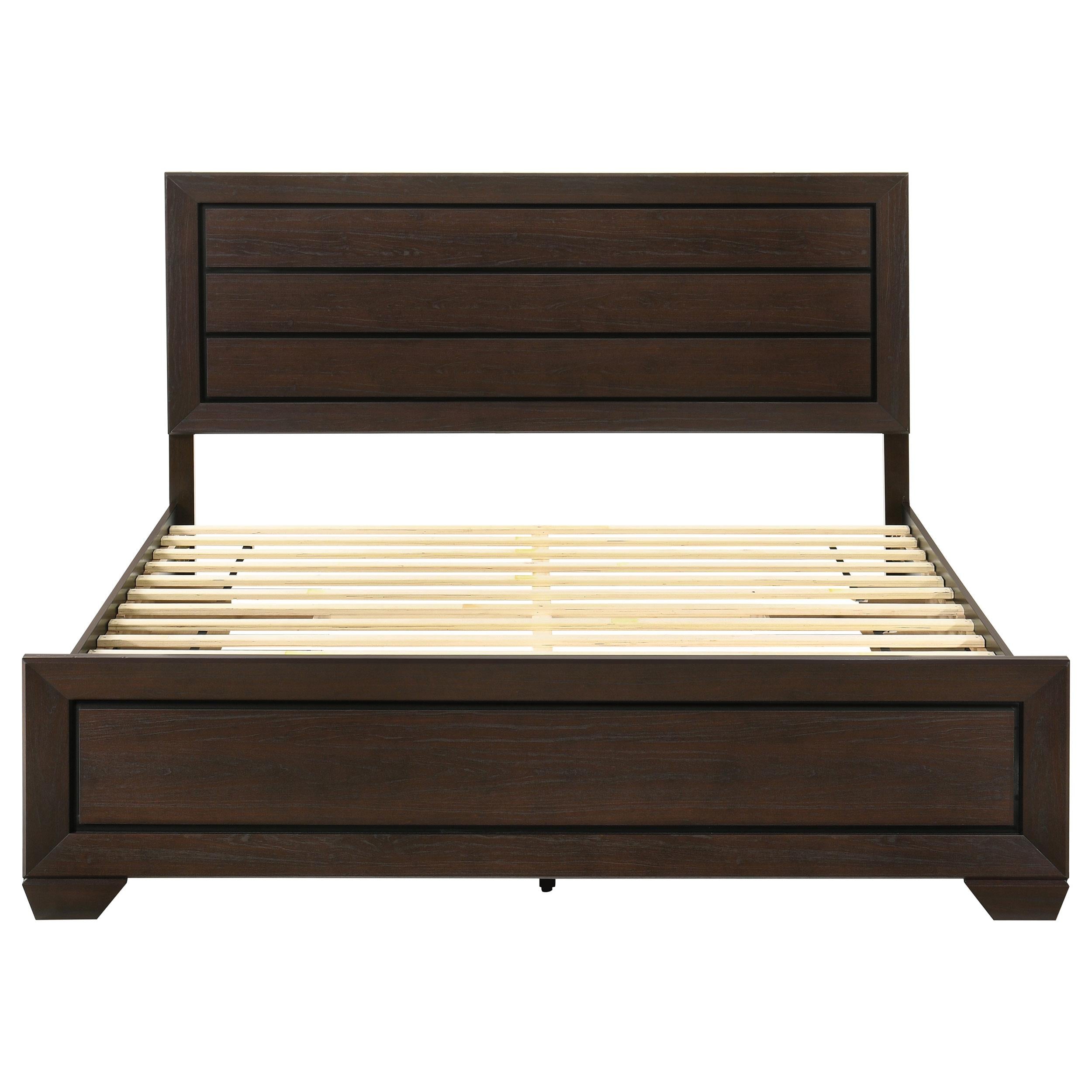 Kauffman Wood Eastern King Storage Panel Bed Dark Cocoa