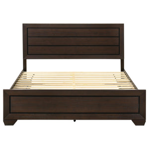 Cama Kauffman Wood Eastern King con paneles de almacenamiento en color cacao oscuro