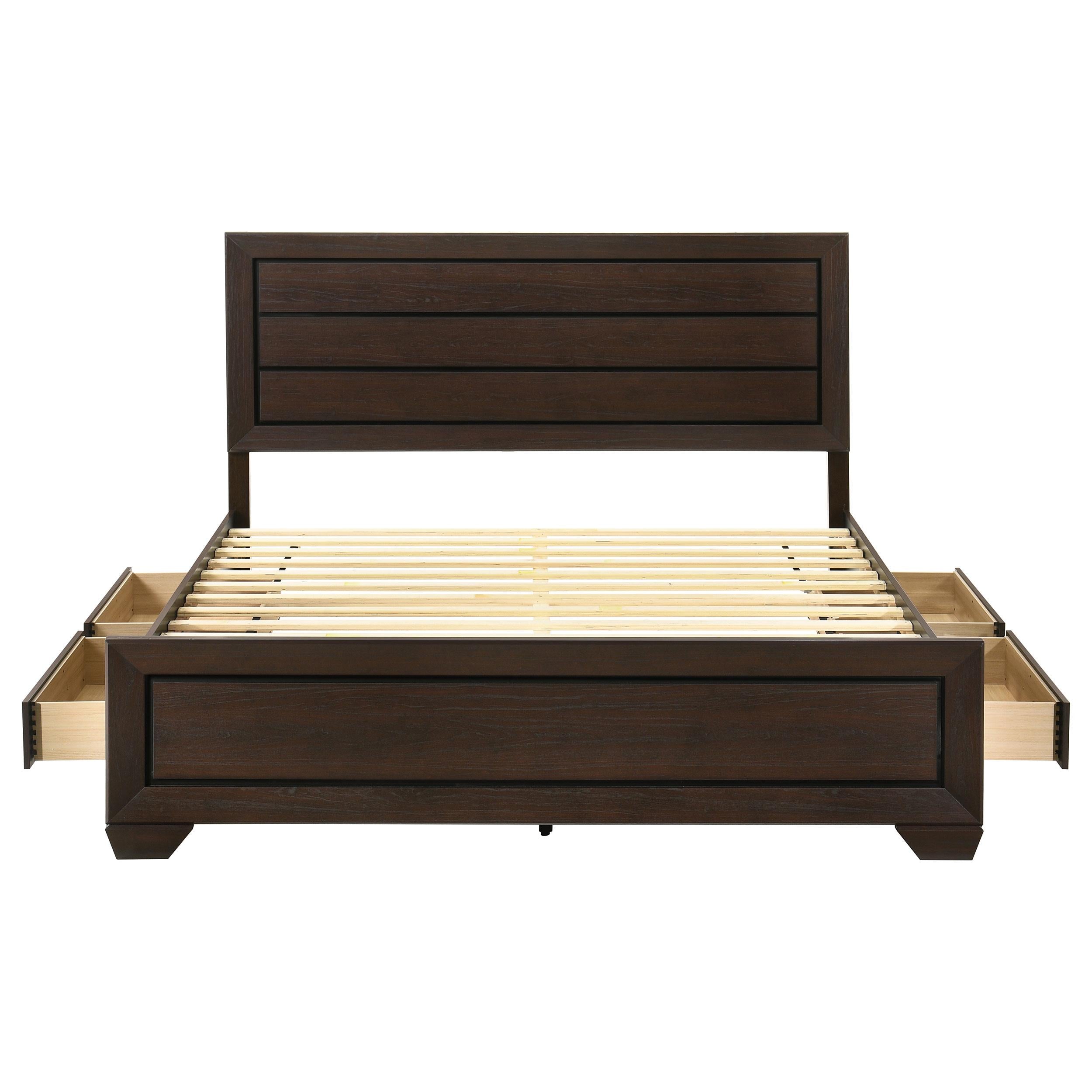 Kauffman Wood Eastern King Storage Panel Bed Dark Cocoa
