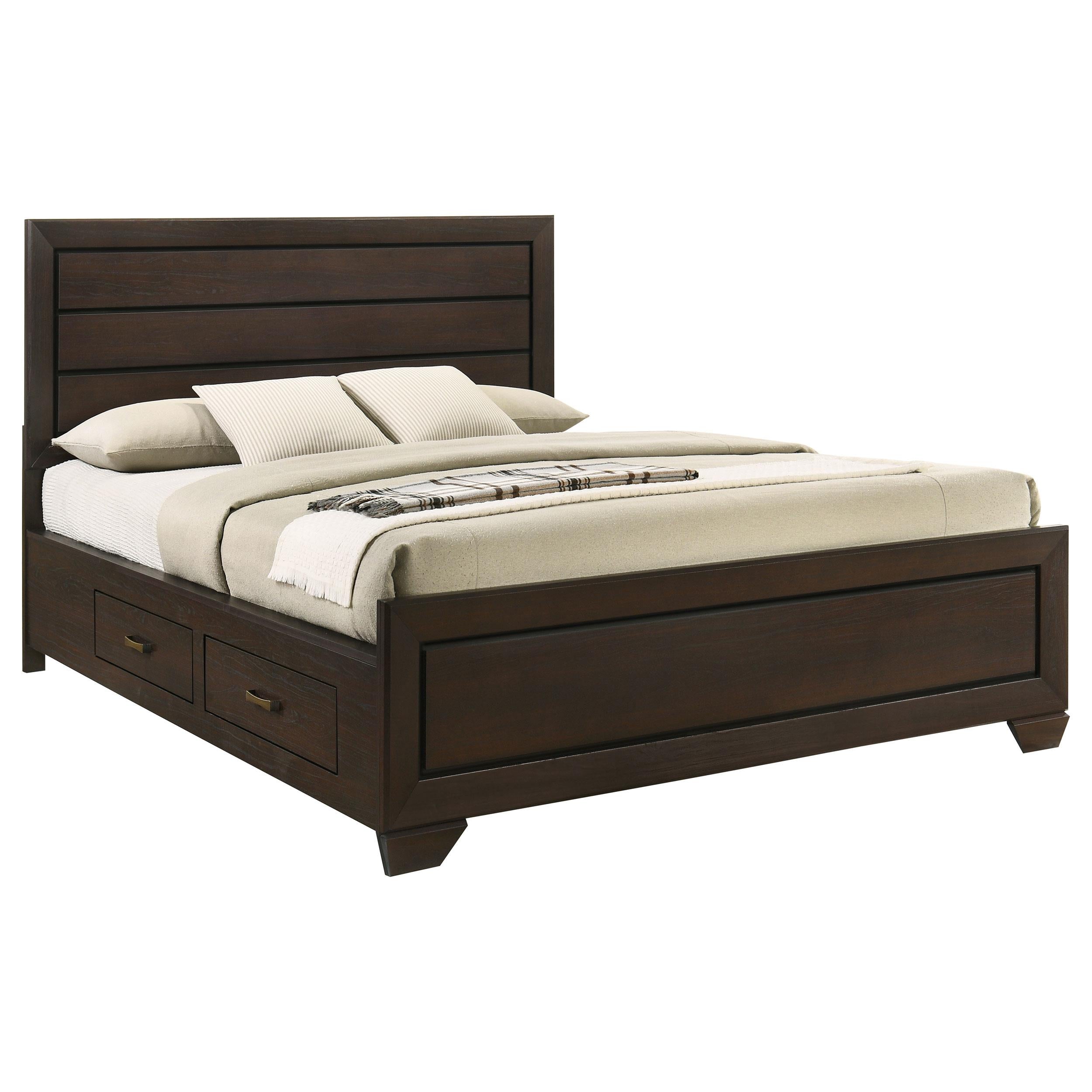 Kauffman Wood California King Storage Panel Bed Dark Cocoa