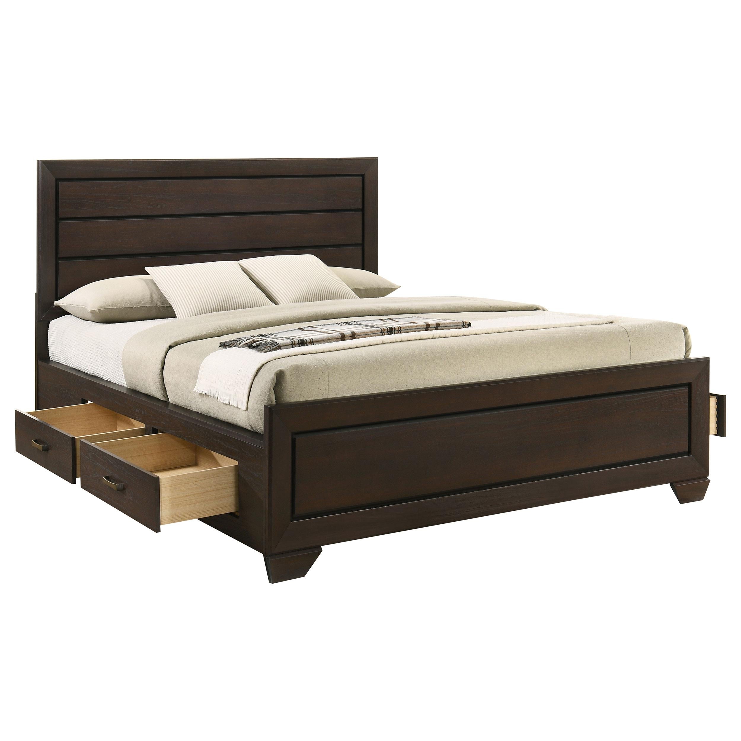 Kauffman Wood California King Storage Panel Bed Dark Cocoa