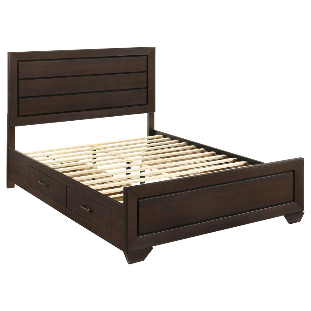 Juego de dormitorio Kauffman de 5 piezas tamaño Queen en color cacao oscuro