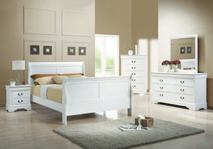 Juego de dormitorio completo de 4 piezas Louis Philippe blanco