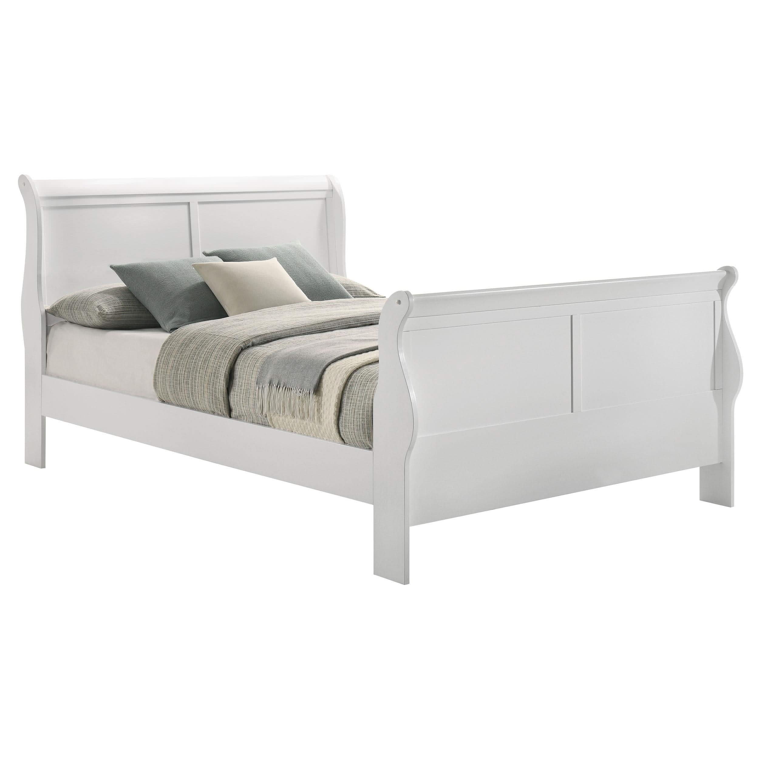 Cama tipo trineo Louis Philippe Wood Queen en color blanco