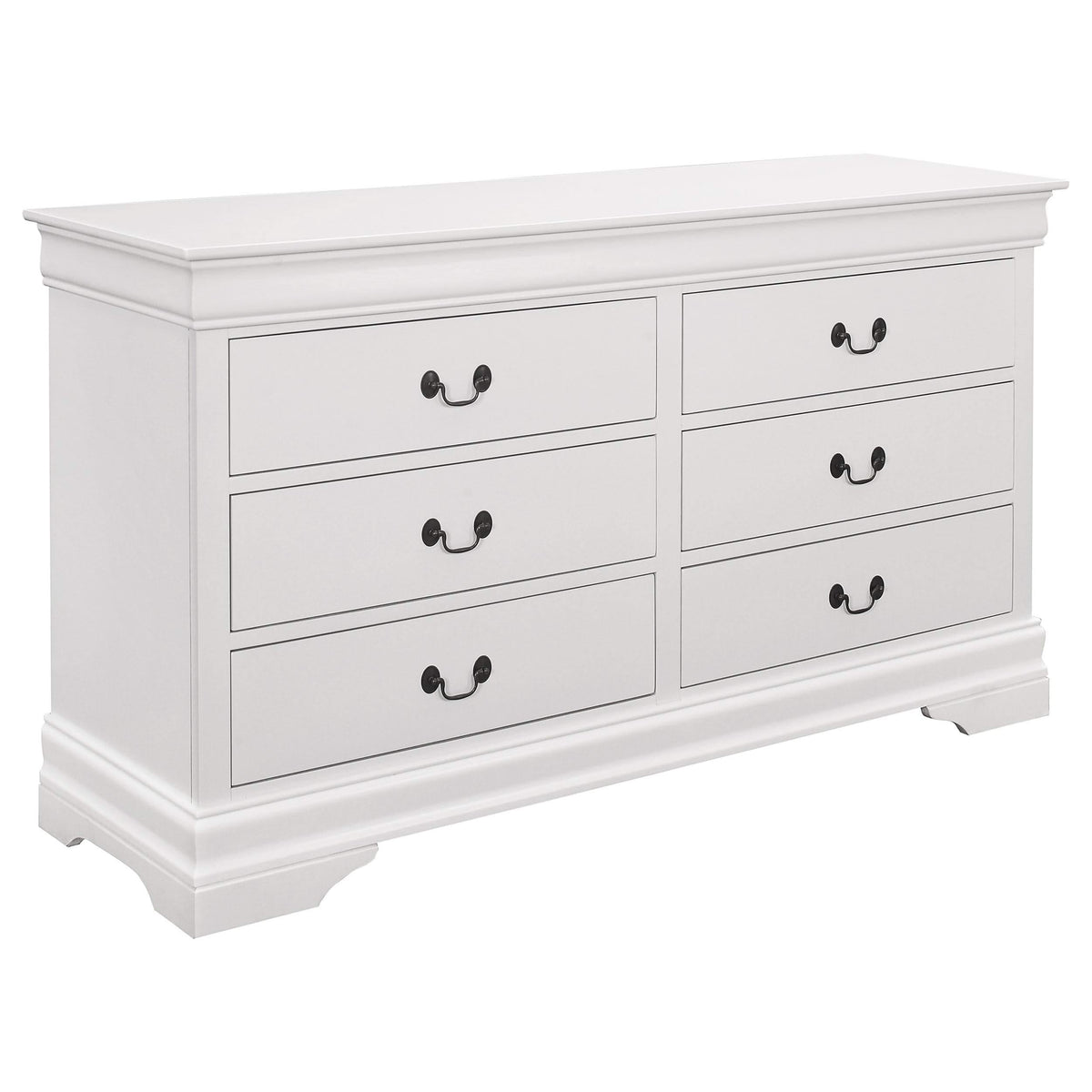Juego de dormitorio Louis Philippe de 4 piezas, color blanco