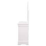 Cómoda Louis Philippe de 6 cajones con espejo blanca