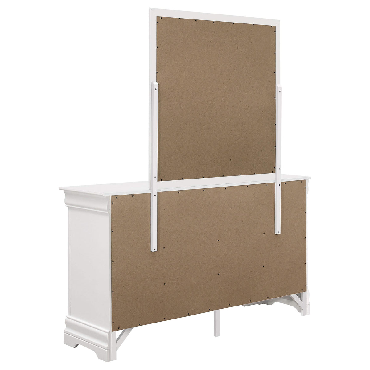 Cómoda Louis Philippe de 6 cajones con espejo blanca
