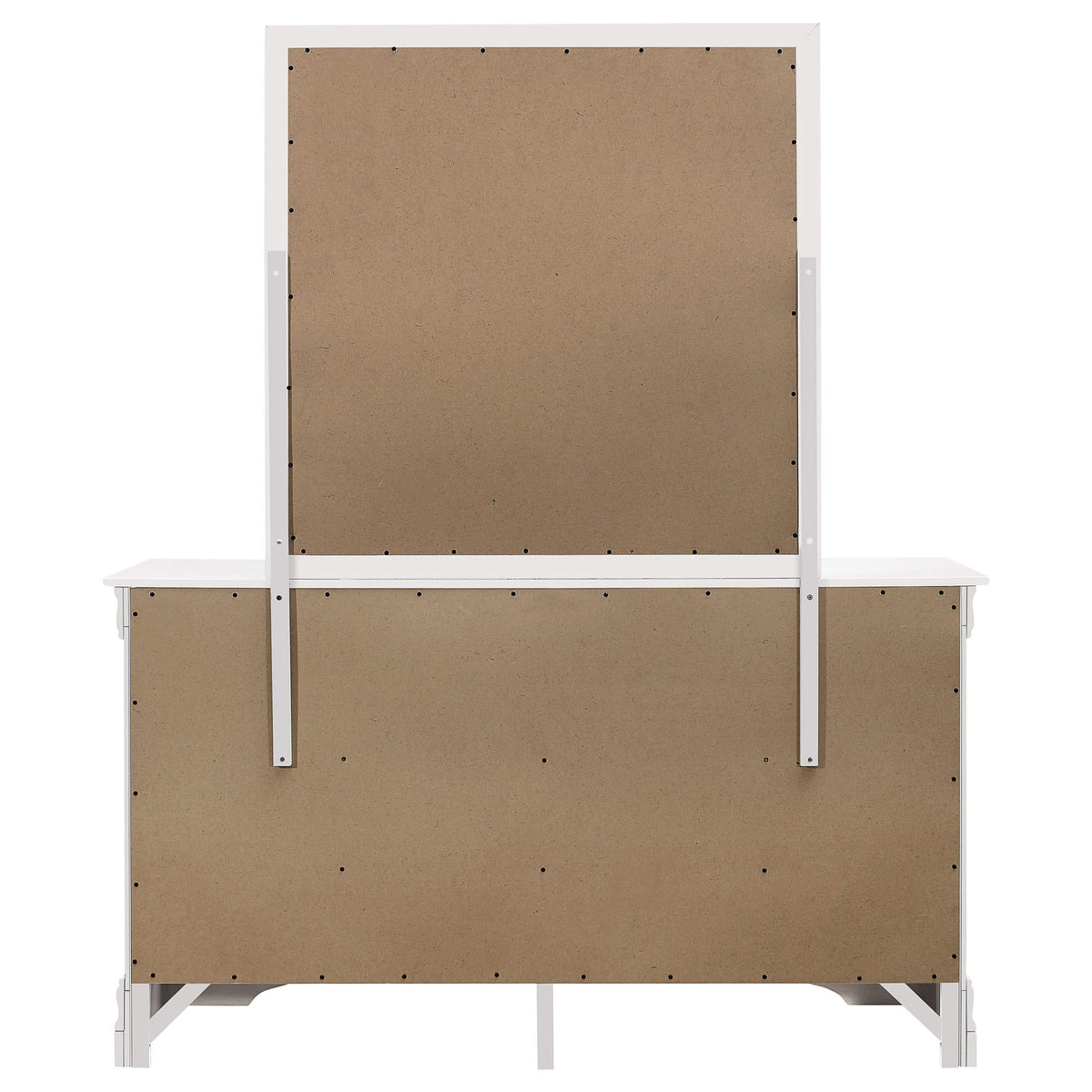 Cómoda Louis Philippe de 6 cajones con espejo blanca