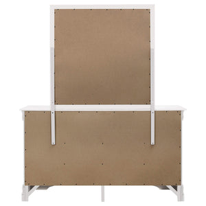 Cómoda Louis Philippe de 6 cajones con espejo blanca
