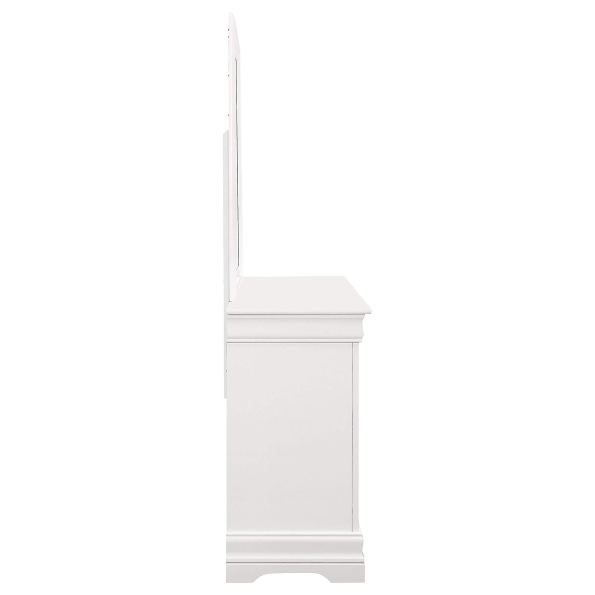 Cómoda Louis Philippe de 6 cajones con espejo blanca