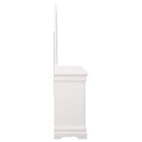 Cómoda Louis Philippe de 6 cajones con espejo blanca