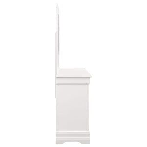 Cómoda Louis Philippe de 6 cajones con espejo blanca