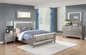 Juego de dormitorio completo de 4 piezas Leighton Metallic Mercury