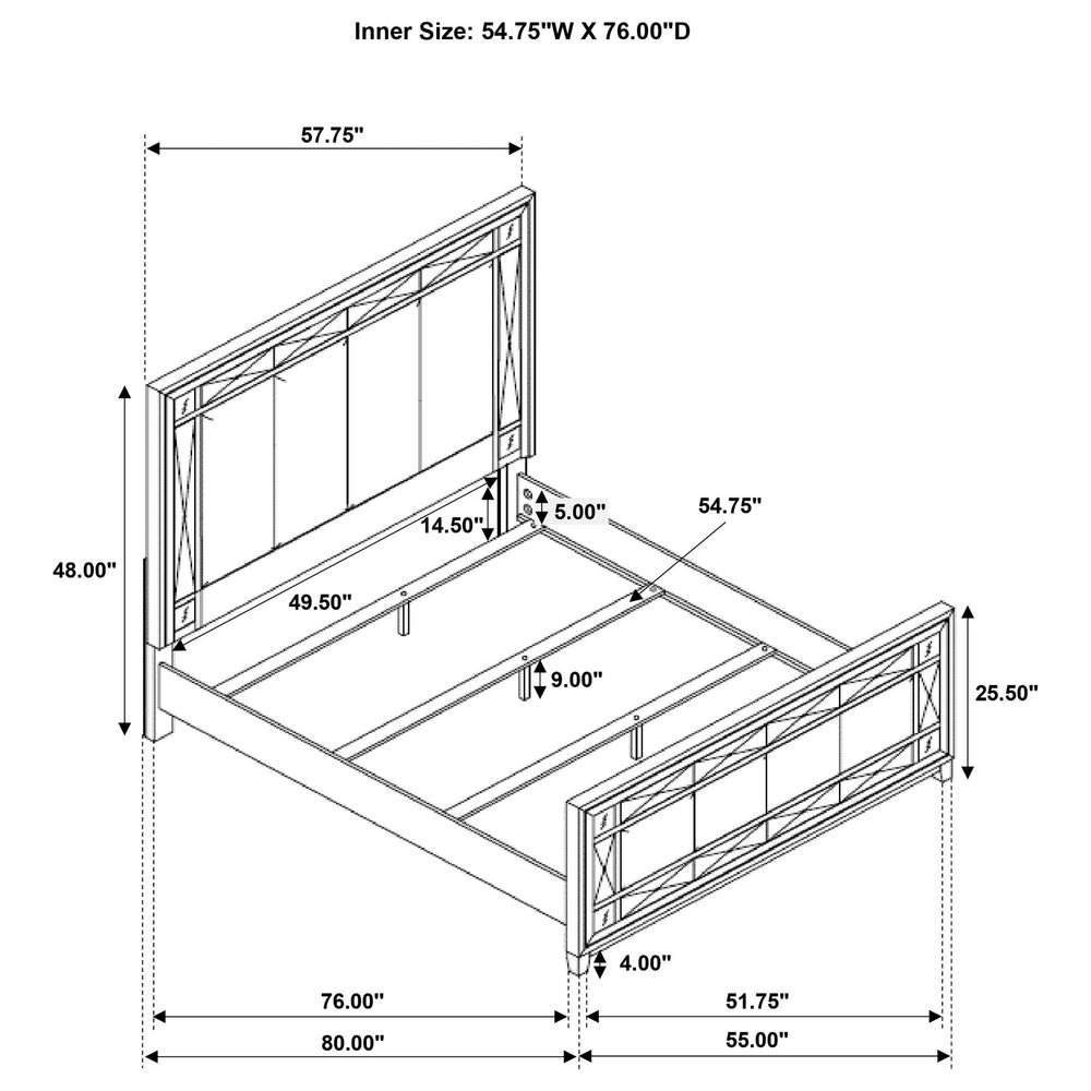 Juego de dormitorio completo de 4 piezas Leighton Metallic Mercury
