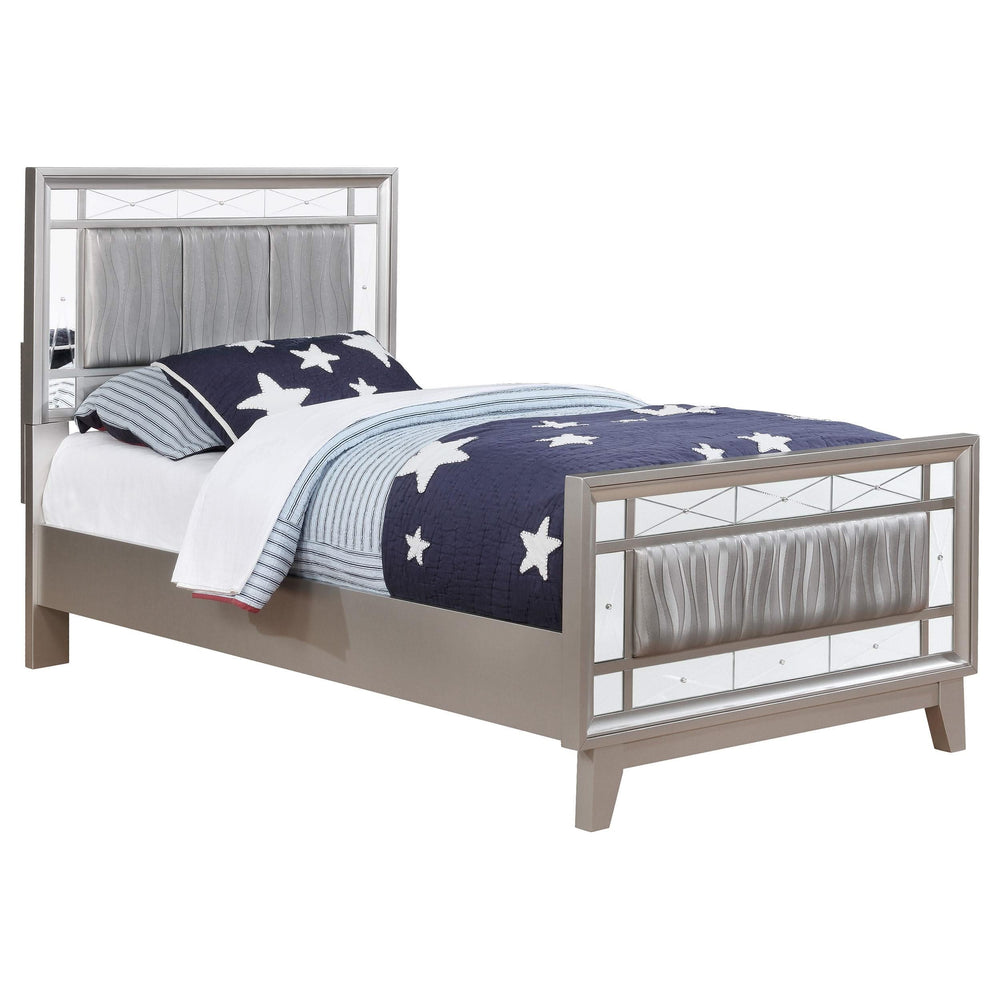 Juego de dormitorio doble de 4 piezas Leighton Metallic Mercury