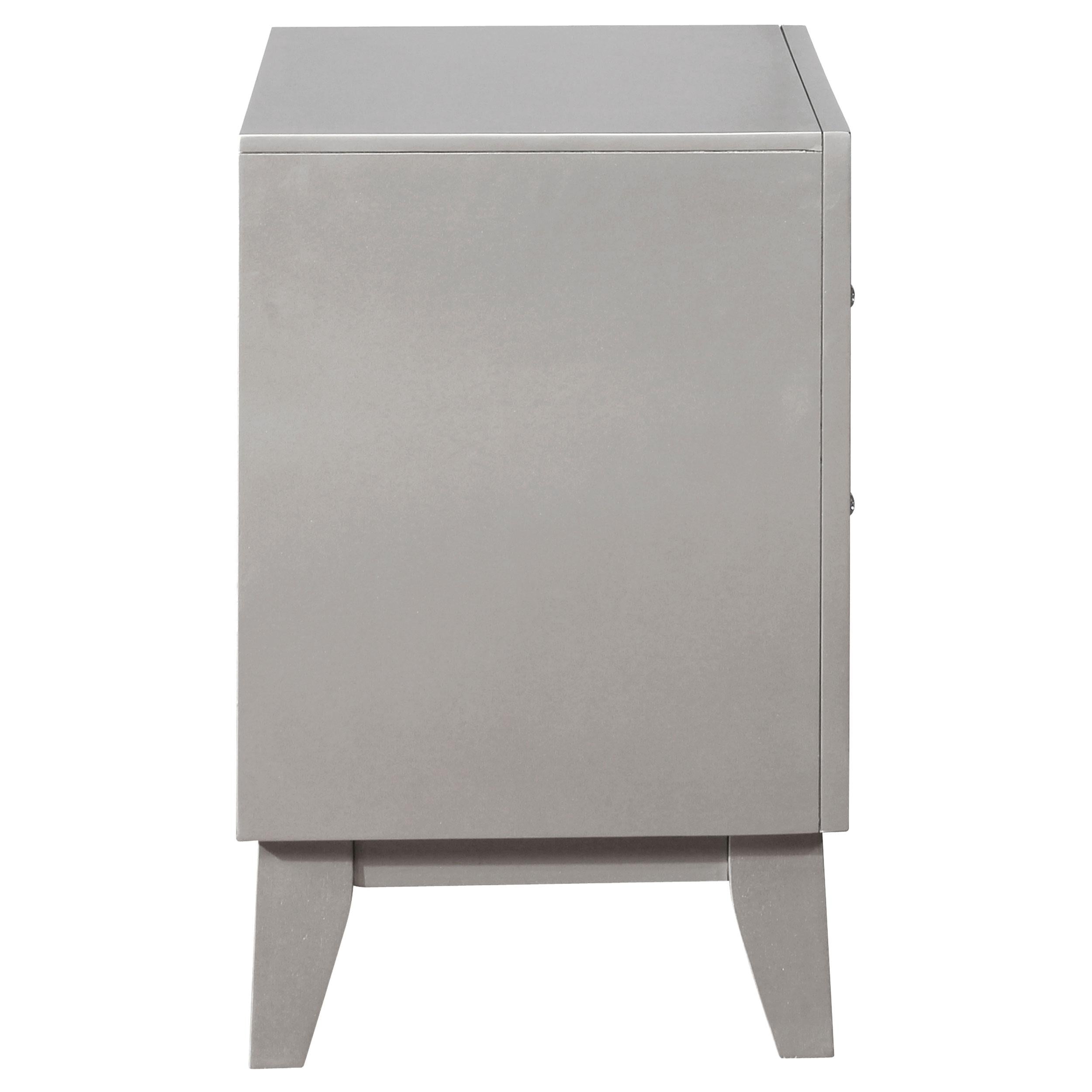 Leighton 2-drawer Nightstand Metallic Mercury