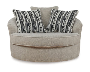Calnita Oversized Swivel Chair and Ottoman