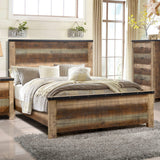Cama Sembene Eastern King con paneles, color antiguo multicolor