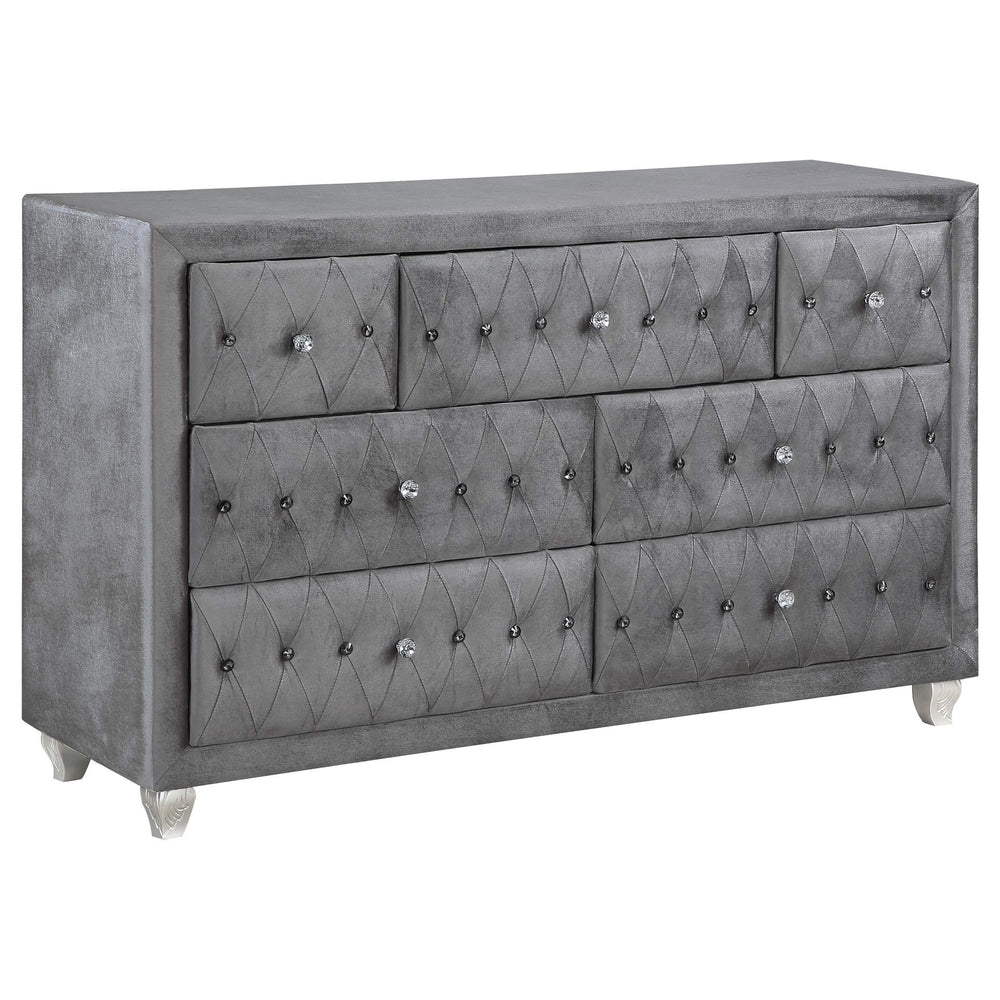 Juego de dormitorio Queen Deanna de 5 piezas en gris