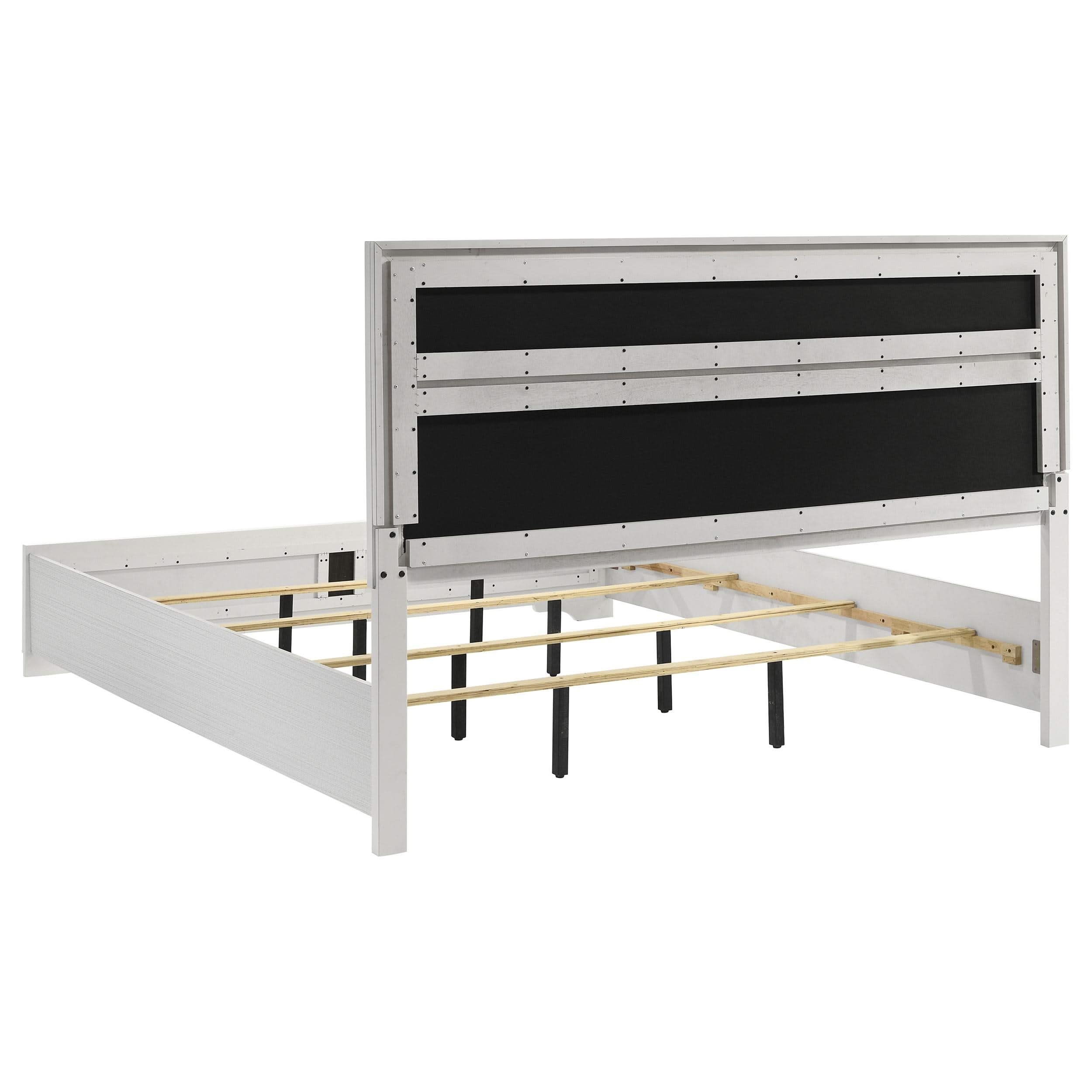 Cama tapizada Miranda de 54 pulgadas con paneles estilo Eastern King, color blanco