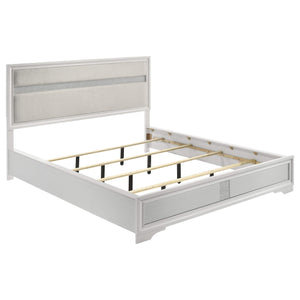 Cama tapizada Miranda California King de 54 pulgadas, color blanco