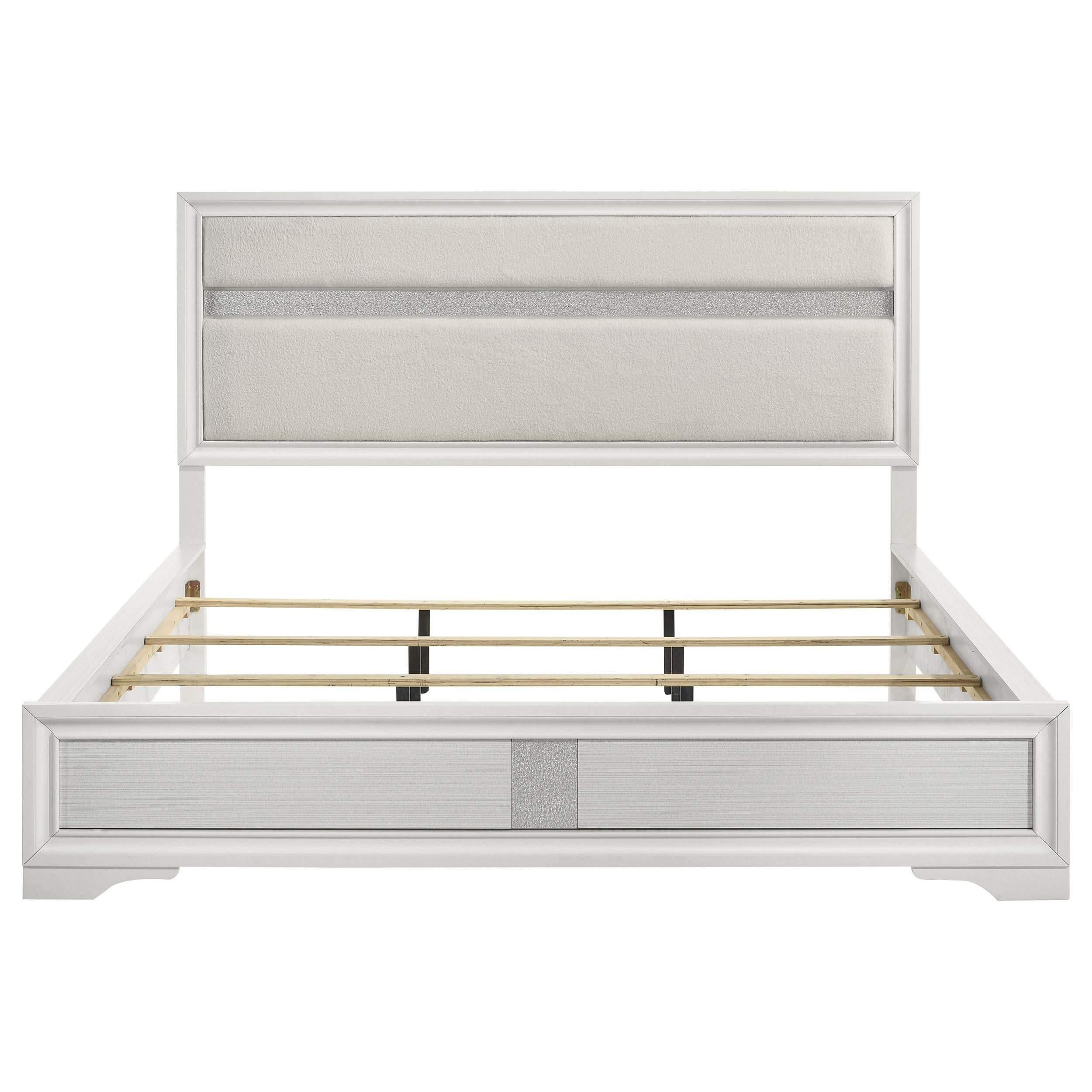 Cama tapizada Miranda California King de 54 pulgadas, color blanco