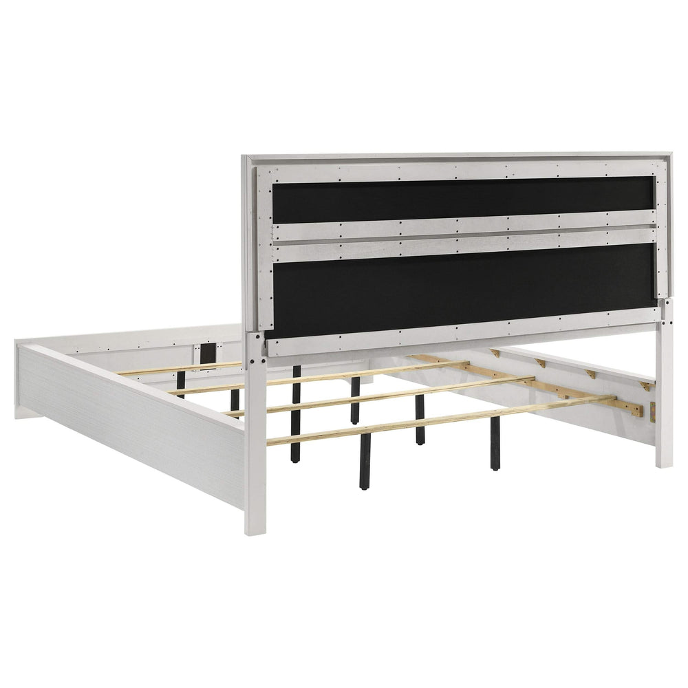 Cama tapizada Miranda California King de 54 pulgadas, color blanco