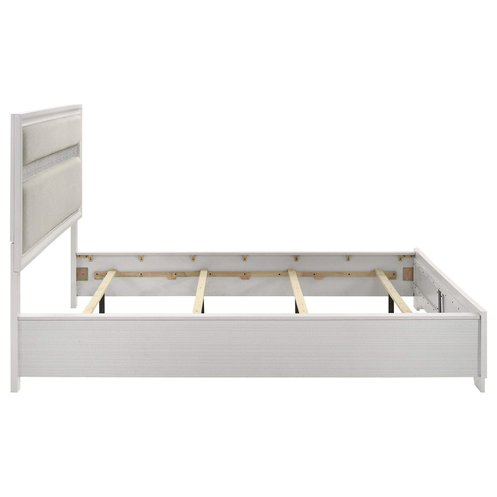 Cama tapizada Miranda California King de 54 pulgadas, color blanco