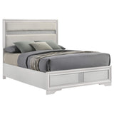 Cama Queen tapizada Miranda de 54 pulgadas, color blanco