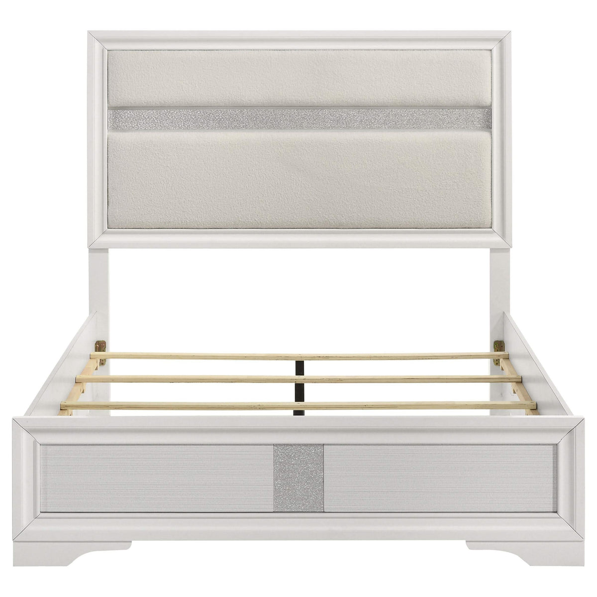 Cama Queen tapizada Miranda de 54 pulgadas, color blanco