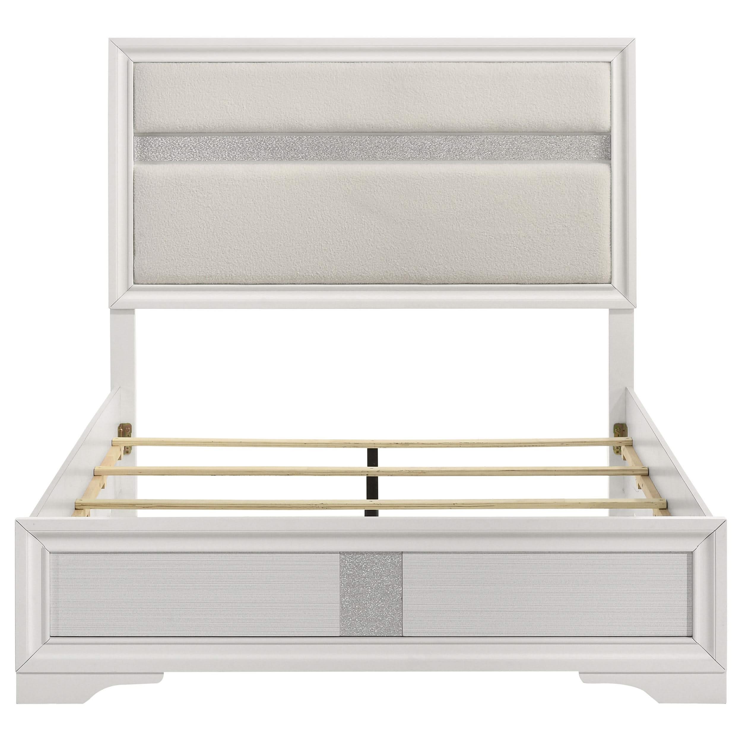 Cama Queen tapizada Miranda de 54 pulgadas, color blanco