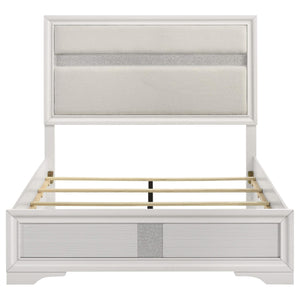 Cama Queen tapizada Miranda de 54 pulgadas, color blanco