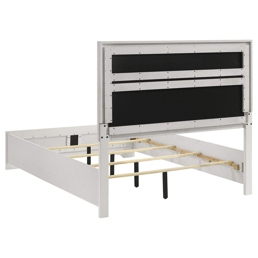 Cama Queen tapizada Miranda de 54 pulgadas, color blanco