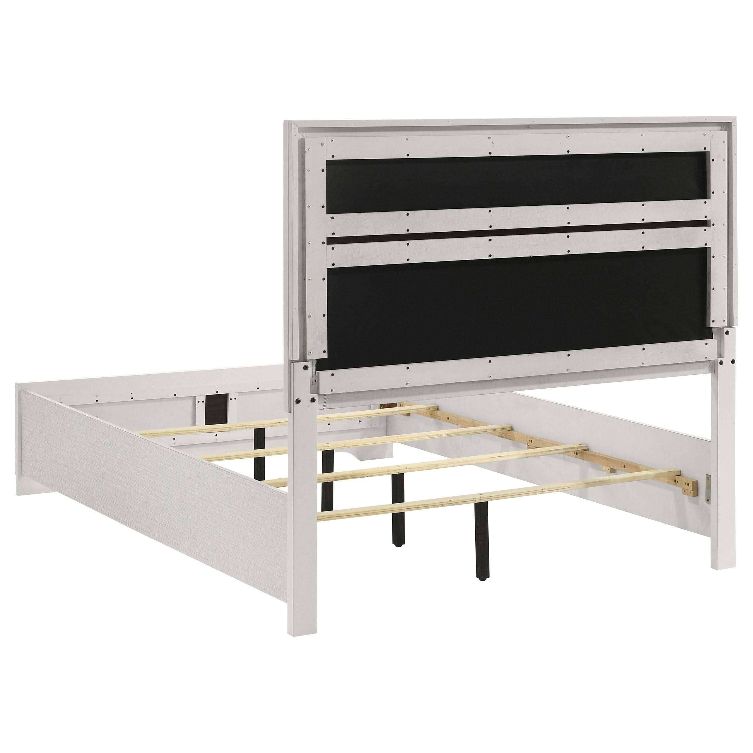 Cama Queen tapizada Miranda de 54 pulgadas, color blanco