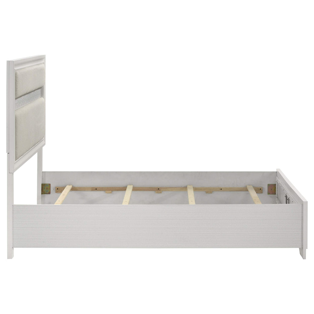 Cama Queen tapizada Miranda de 54 pulgadas, color blanco
